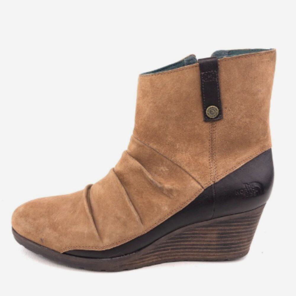NEW The North Face Bridgeton Wedge Zip Boots Booties Waterproof Brown Spruce 7.5